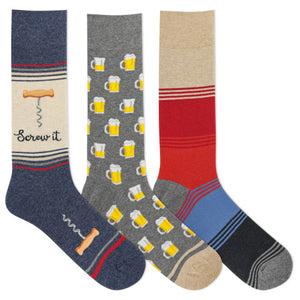 HOTSOX Men's Screw It Crew Sock 3 Pair Pack