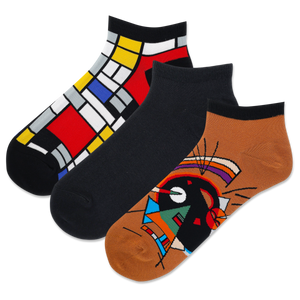 HOTSOX Men's Mondrian/ Kandinsky Low Cut Sock 3 Pack