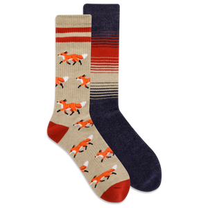HOTSOX Men's Running Foxes Crew Socks 2 Pack