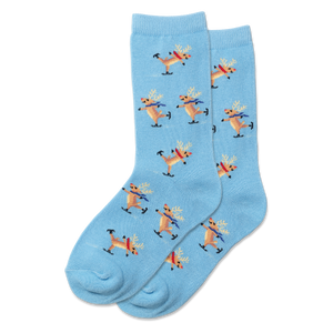 HOTSOX Kid's Skating Reindeer Crew Socks