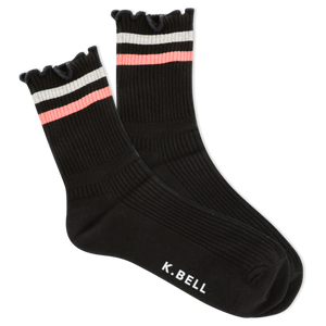 K.Bell Women's Retro Varsity Lettuce Edge Crew Socks