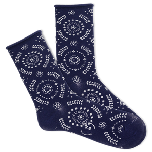 K.Bell Women's Radial Floral Roll Top Crew Socks