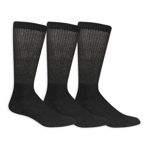 Three black socks with textured pattern on a white background