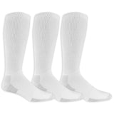 Three white knee-high socks on a white background thumbnail