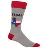 Gray sock with Texas design on a white background