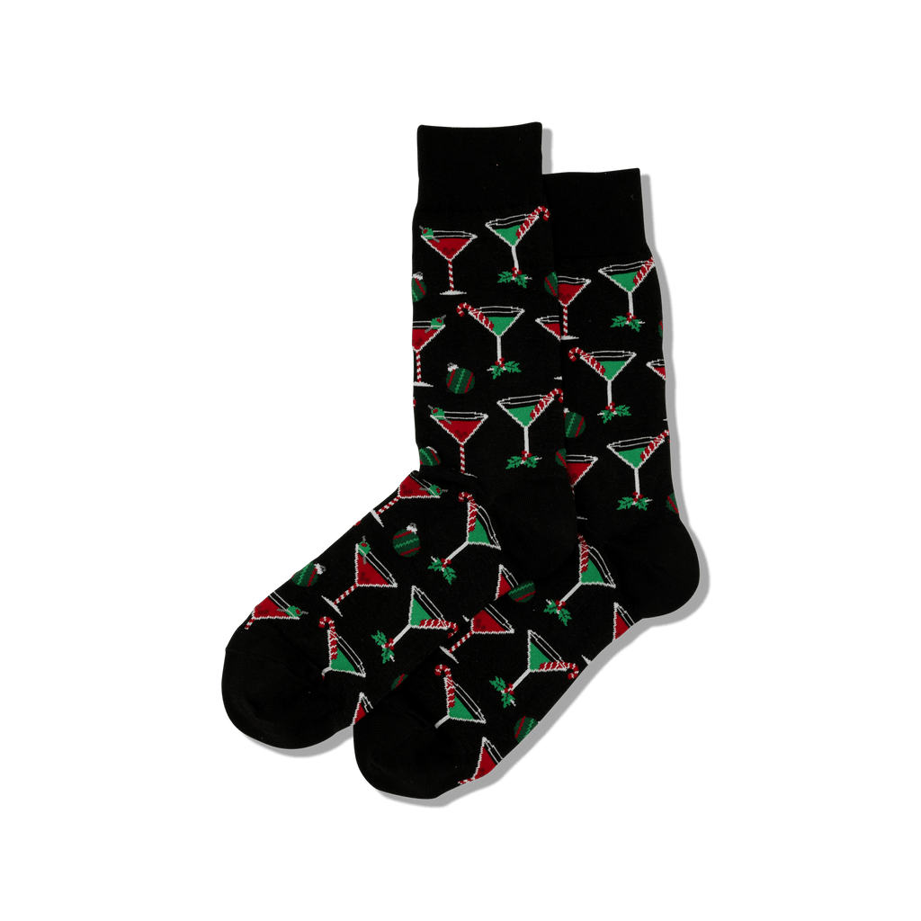HOTSOX Men's Christmas Cocktails Crew Socks Loops & Wales