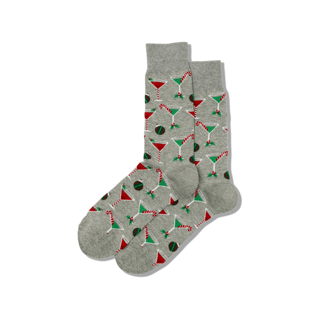 HOTSOX Men's Christmas Cocktails Crew Socks Loops & Wales