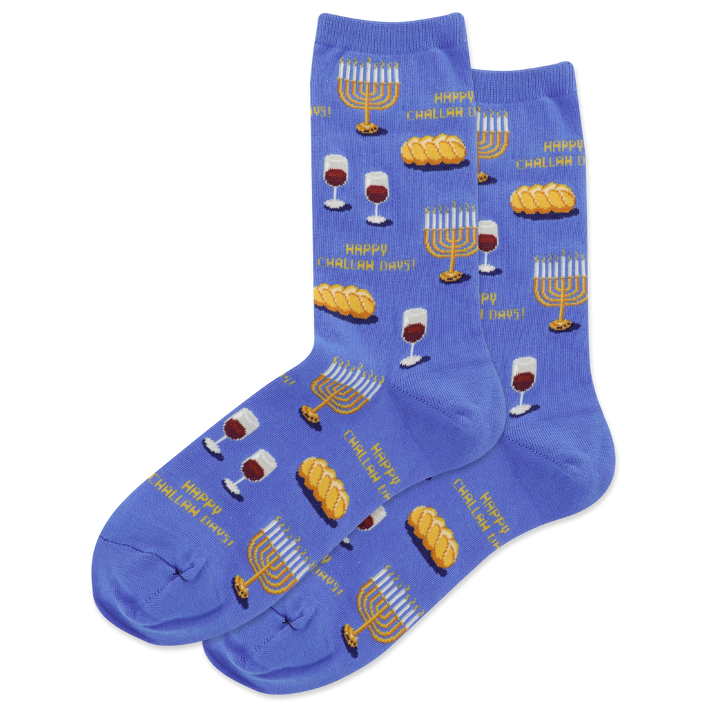 HOTSOX Women's Happy Challah Days Crew Sock Loops & Wales