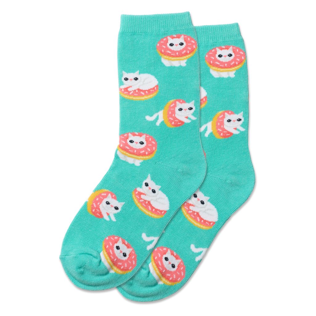 HOTSOX Kid's Donut Cat Crew Socks Loops & Wales