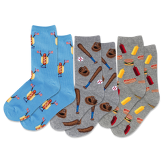 Multi-Colored HOTSOX Kid's Fourth Of July Hot Dog Crew Socks