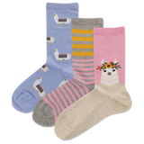 Assorted HOTSOX Kid's Llama Stripe Crew Socks 3 Pair Pack