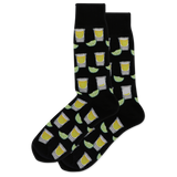 Black socks with lime and tequila pattern on a white background