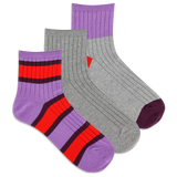 HOTSOX Women's Rib Stripe Anklet Sock 3 Pack