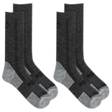 Two pairs of black socks with gray accents on a white background