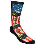 Sock with American flag and vintage car design on a white background thumbnail