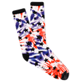 Tie-dye socks with star pattern on a white background