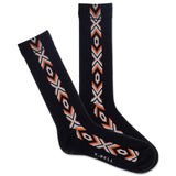 Black socks with a geometric southwest pattern along the toes and heel thumbnail