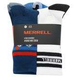 Merrell Kids' Everyday Cushion Comfort Crew Sock 6 Pair Pack with Fast Dry Moisture Wicking