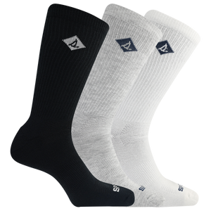 Sperry Men's Repreve Comfort Sneaker Crew Sock 3 Pair Pack - Heel and Toe Comfort Cushioning