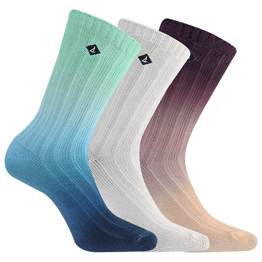 Sperry Women s Printed Ombre Crew Sock Gift Box Set 3 Pair Pack Loops Wales