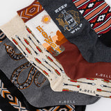 Collection of patterned socks with various southwestern designs on a white background thumbnail