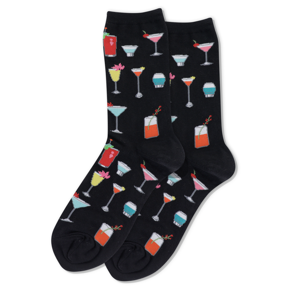 Black HOTSOX Women's Tropical Drinks Crew Sock