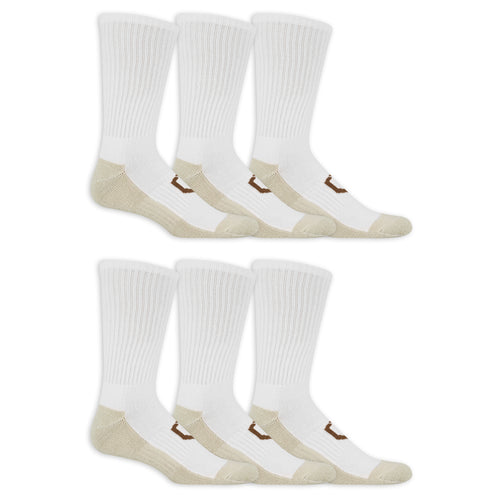 Set of six white socks with beige toes and heels on a white background