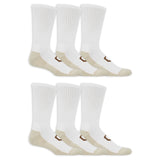 Set of six white socks with beige toes and heels on a white background