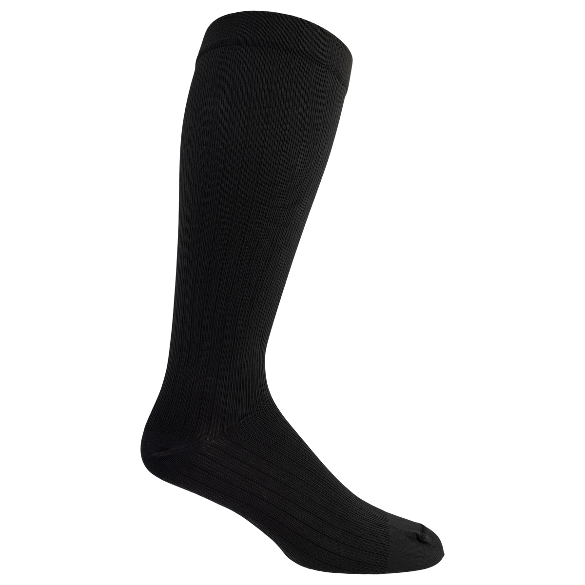 Black knee-high sock on a white background
