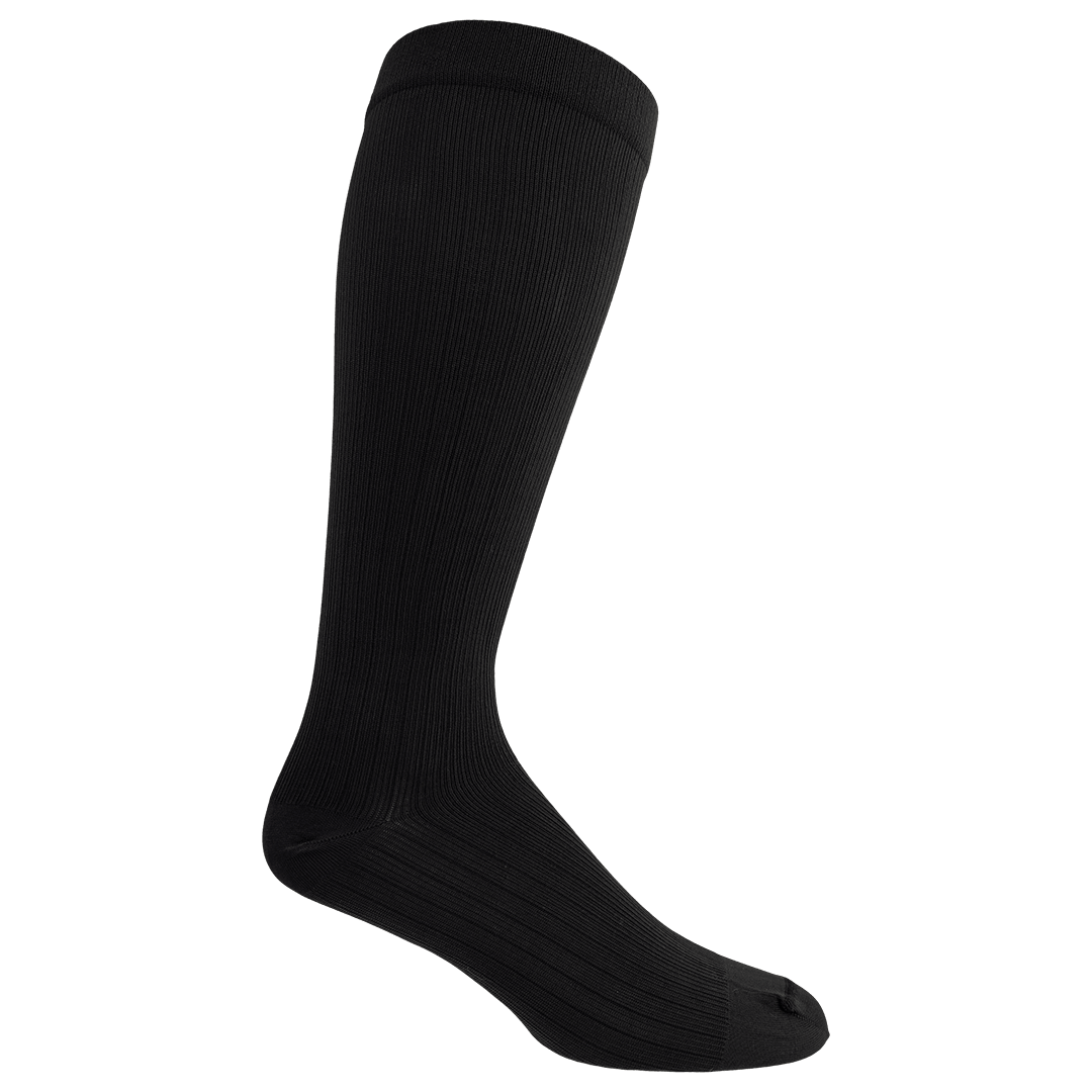 Black knee-high sock on a transparent background