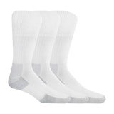 Three pairs of white men's crew socks with visible reinforced heel and toe areas, and non-binding tops. thumbnail