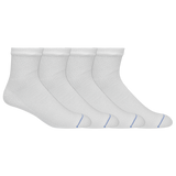 Four pairs of white quarter socks displayed side by side.