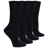 Four pairs of black socks on a white background