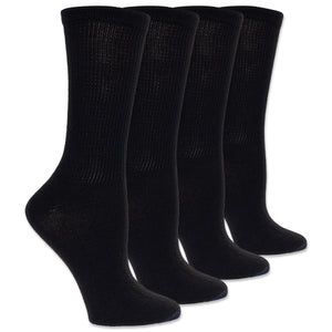 Four pairs of black socks on a white background