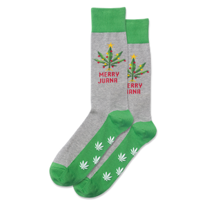 Gray Heather HOTSOX Men's Merry Juana Non Skid Crew Socks