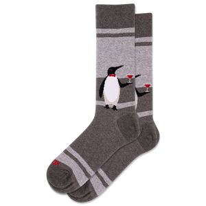 Charcoal Heather HOTSOX Men's Penguin Crew Sock , 1 Pair Pack