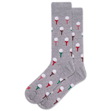 Gray socks with golf tee and ball pattern on a white background thumbnail