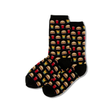 Black socks with fast food pattern on a white background thumbnail