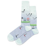 Light Blue HOTSOX Men's Beach Scene Crew Socks