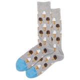 Gray socks with ice cream cone pattern on a white background thumbnail