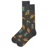 Gray socks with pizza and soda pattern on a white background thumbnail