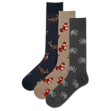Three pairs of socks with animal patterns on a white background thumbnail