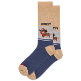 Blue sock with a dachshund graphic and 'HOWDY' text on a white background