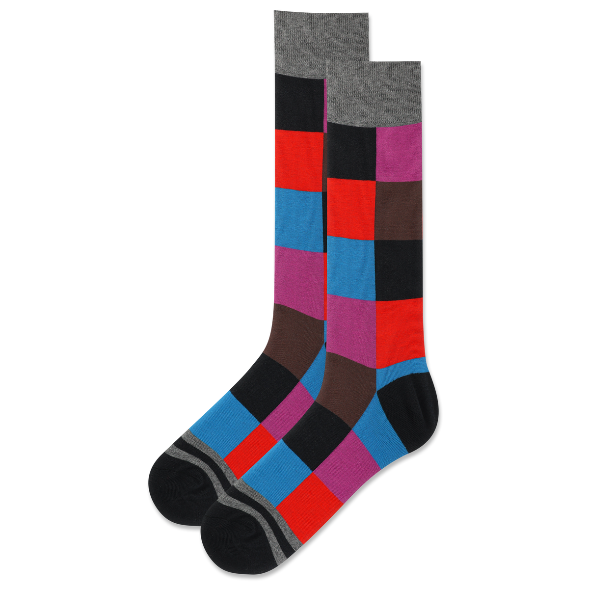 Colorful checkered socks on a white background