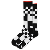 Black and white checkered socks on a white background thumbnail
