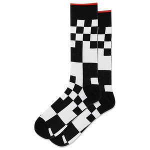 Black and white checkered socks on a white background