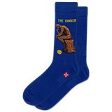 Blue socks with a sculpture design and 'The Dinker' text on a white background thumbnail