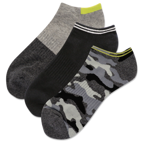 Charcoal HOTSOX Men's Camouflage Low Cut 3 Pack Socks