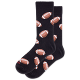 Black socks with football pattern on a white background