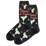 Black HOTSOX Women's Cinco de Drinko Crew Sock